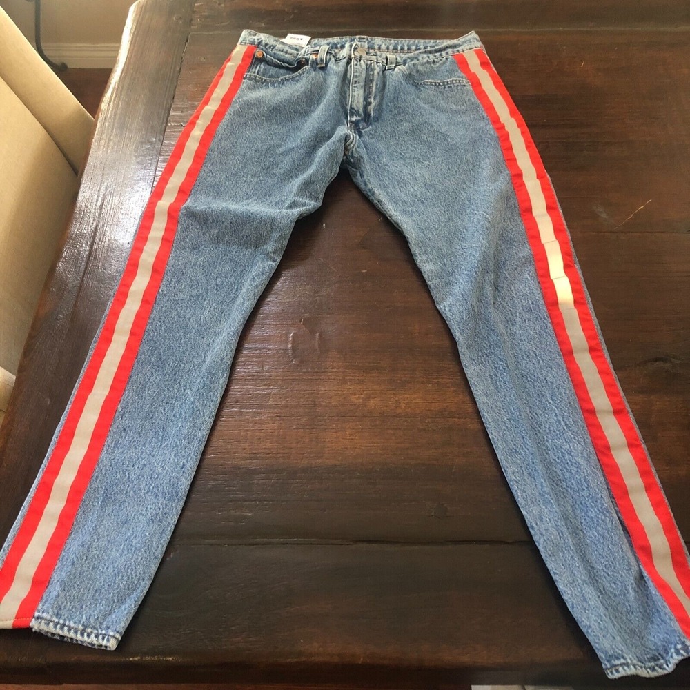 Levi's Premium Blue Jeans Men's 34x34 Dark Wash Denim Side Striped Lot 512